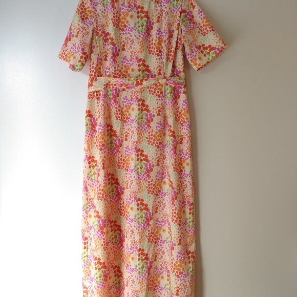 Amish Mennonite Cape Dress 36"B 31"W Vintage 60s Style Pink Orange - Picture 3 of 16